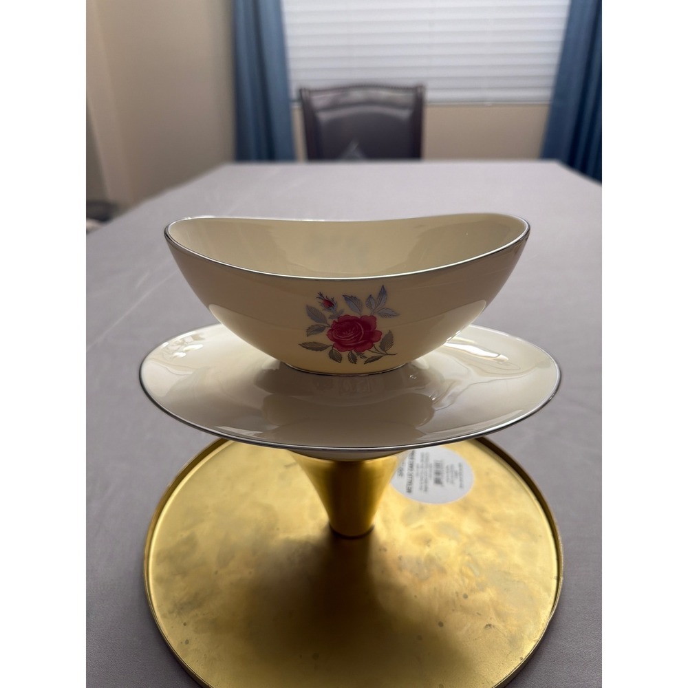 Lenox Ballad Gravy Boat with Attached Underplate Ivory China Platinum Trim USA
